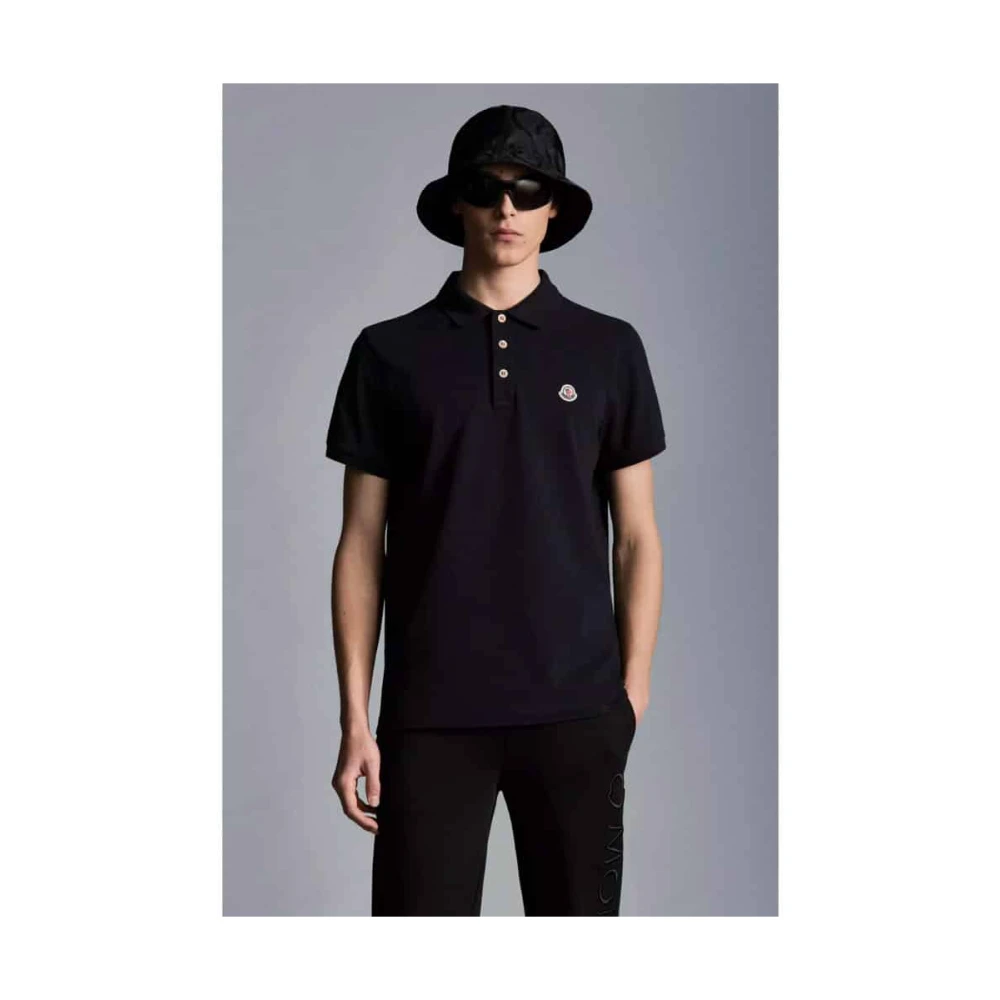 Moncler Polo T-shirt met logo Black Heren