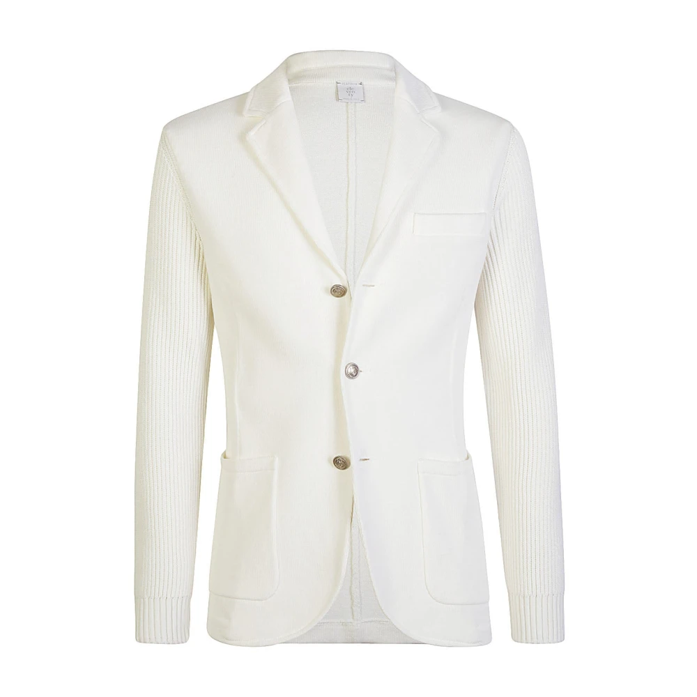 Eleventy Katoen en Cashwool Jas Trui White Heren