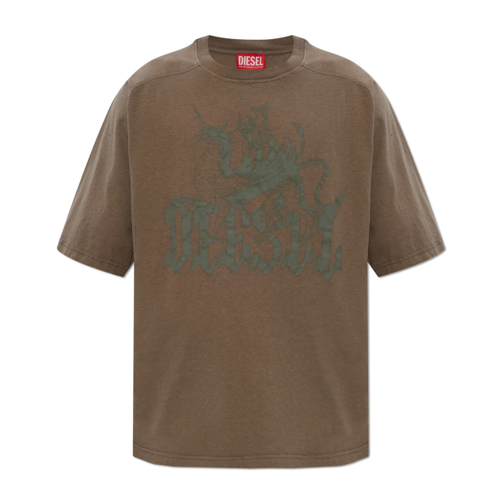 Diesel Men's Brown T-Shirts, Xl, T-Jussi-A T-Shirt