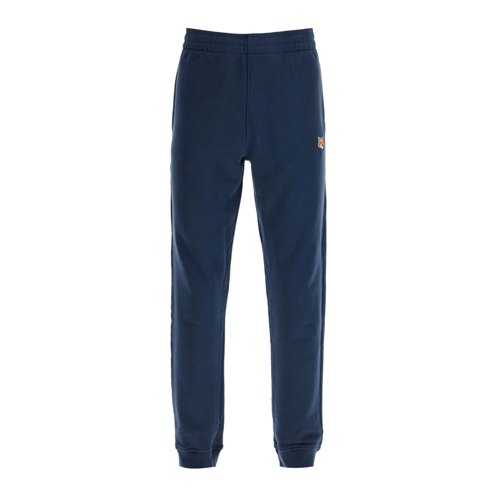 Maison Kitsuné Fox Head Patch Jersey Joggers Blue Heren