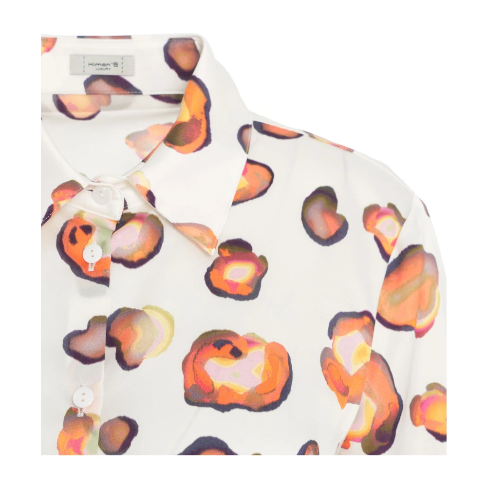 Himon's Witte Blouse met Chic Print Multicolor Dames