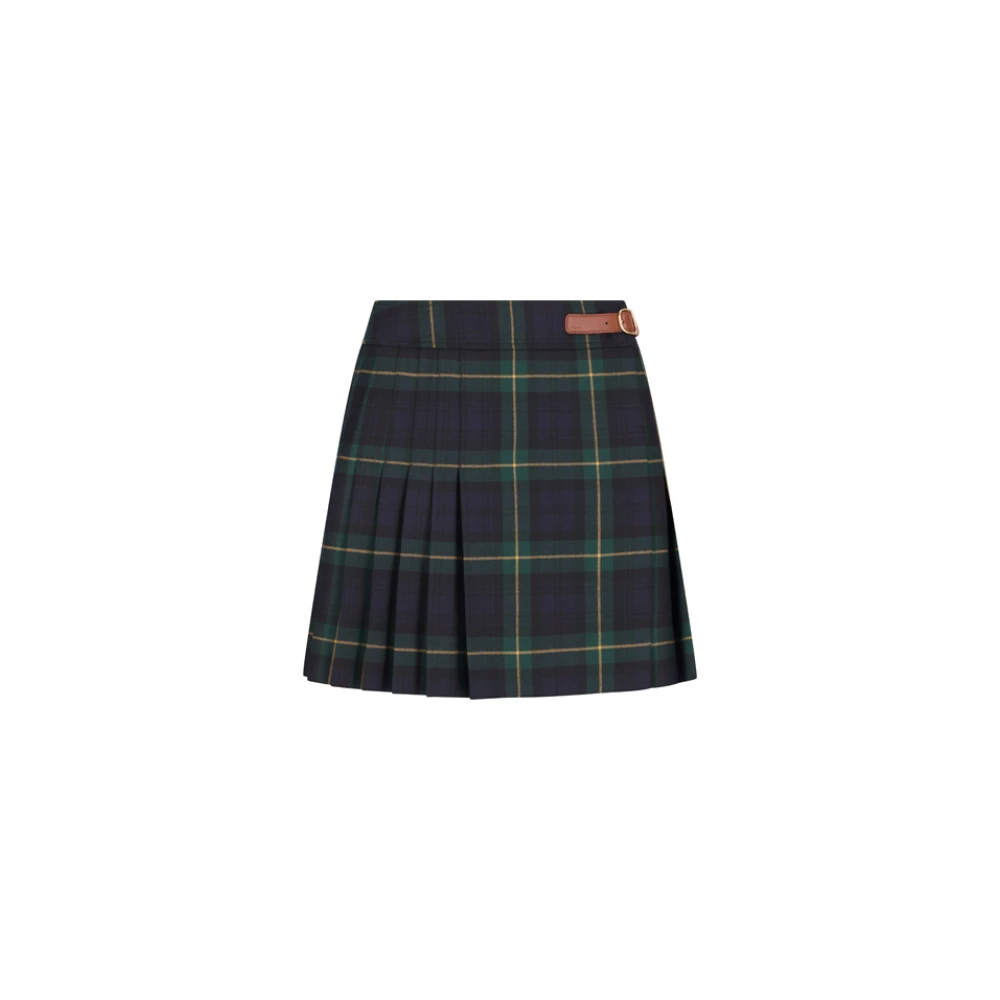 Celine Multicolor Minigonna Kilt Dettaglio Pelle - Female - Short Skirts - Xs - Skirts