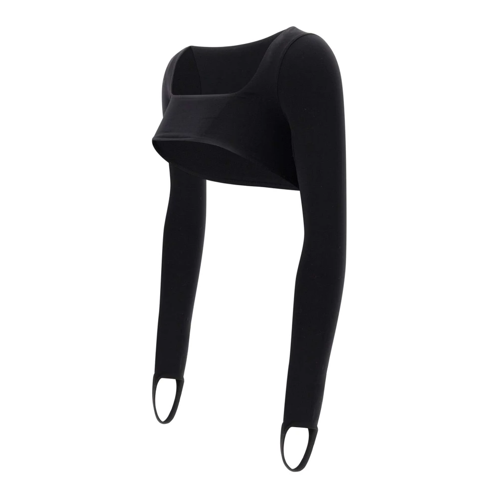 Andrea Adamo Zwarte Jersey Top met Lange Mouwen Black Dames