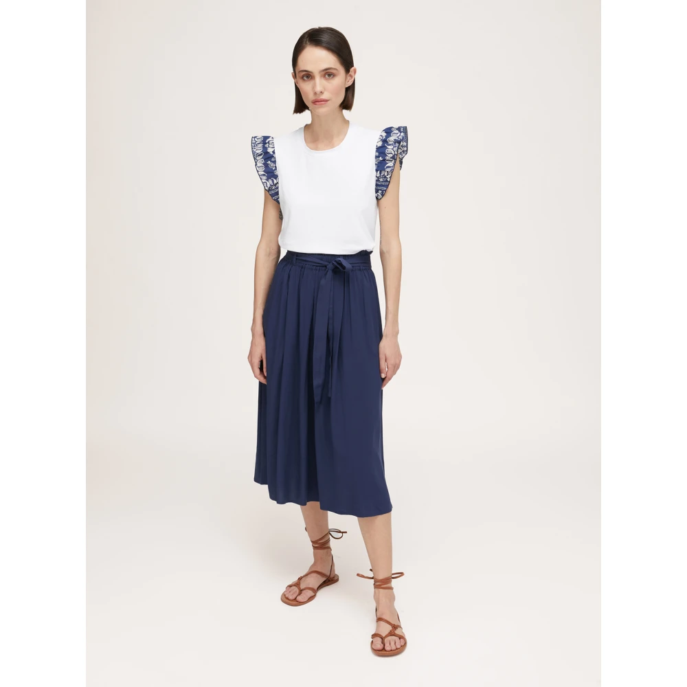 Motivi Flowing Midi Rok met Sjerp Blue Dames
