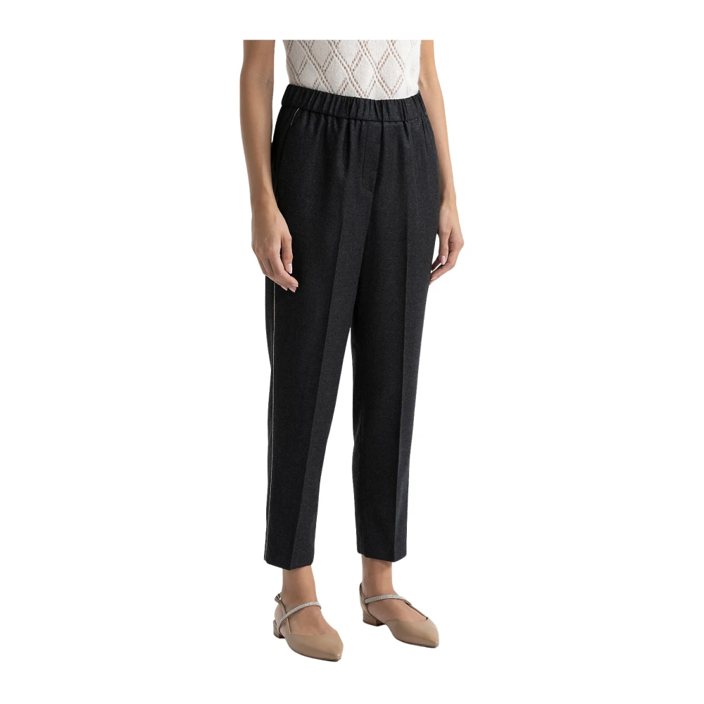 PESERICO Wol en lurex wortelbroek Black Dames