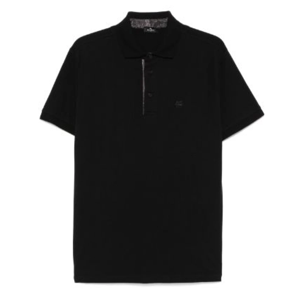 ETRO Polo met korte mouwen en Pegasus motief Black Heren