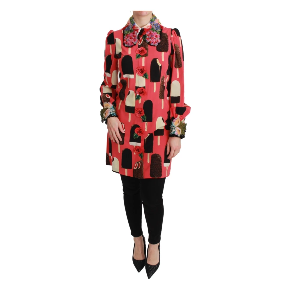 Dolce & Gabbana , Short Dresses, Female, Multicolor, 2XS, Pink Ice Cream Roses Sequined Dress
