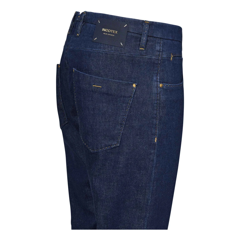 Incotex Blauwe Slim-Fit Stretch Denim Jeans Blue Heren