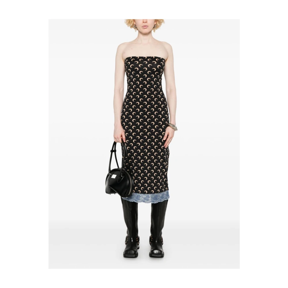 Marine Serre Bruine Kant Bandeau Jurk Brown Dames