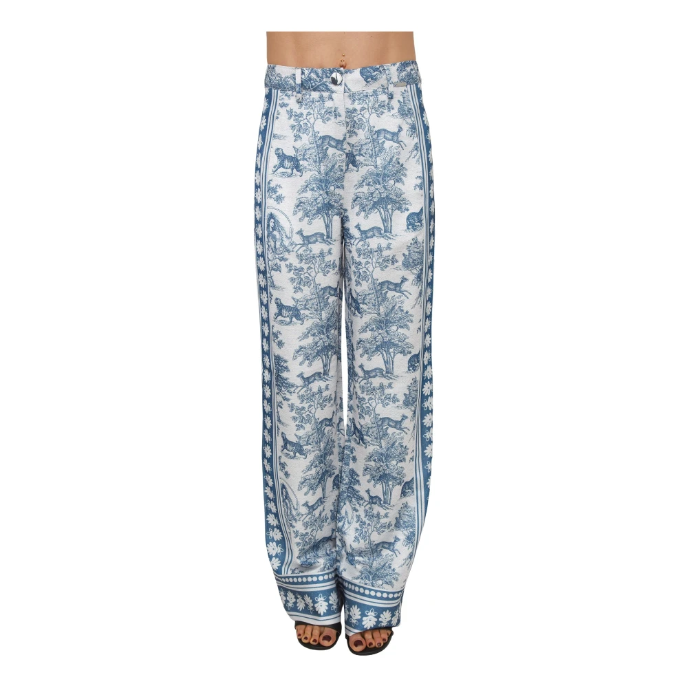 Fracomina Women's Multicolor Wide Trousers, S, Palazzo Trousers
