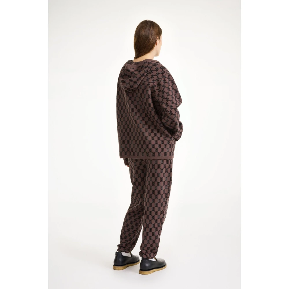 By Malene Birger Donker Mahonie Rits Hoodie met Monogram Patroon By Herenne Birger Brown Dames