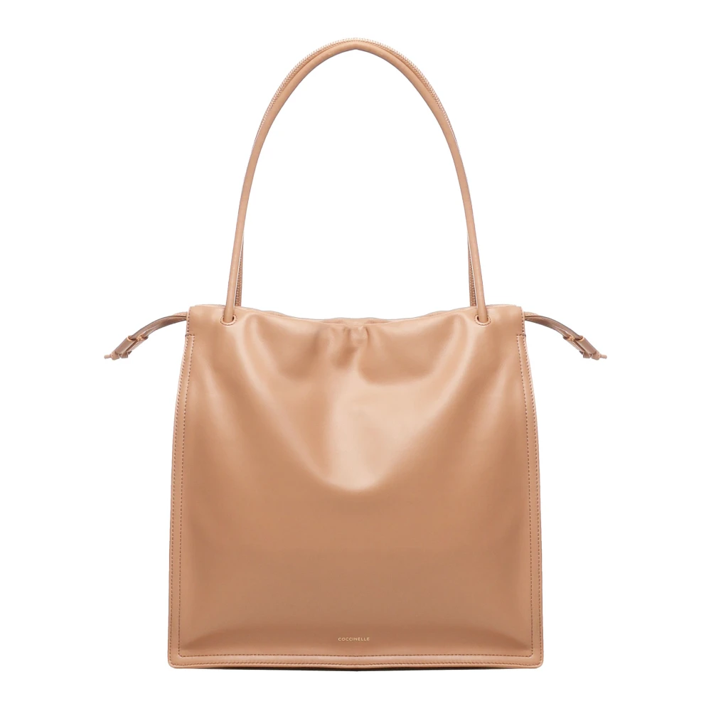 Coccinelle Nude Schoudertas met Trekkoordsluiting Beige Dames
