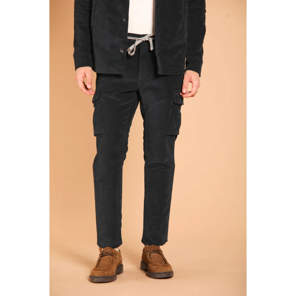 Mason's Navy Blue Cargo Broek Wortel Pasvorm Blue Heren