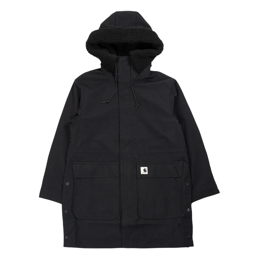 Carhartt WIP Zwarte Parka met Fleece-gevoerde Capuchon Black Dames