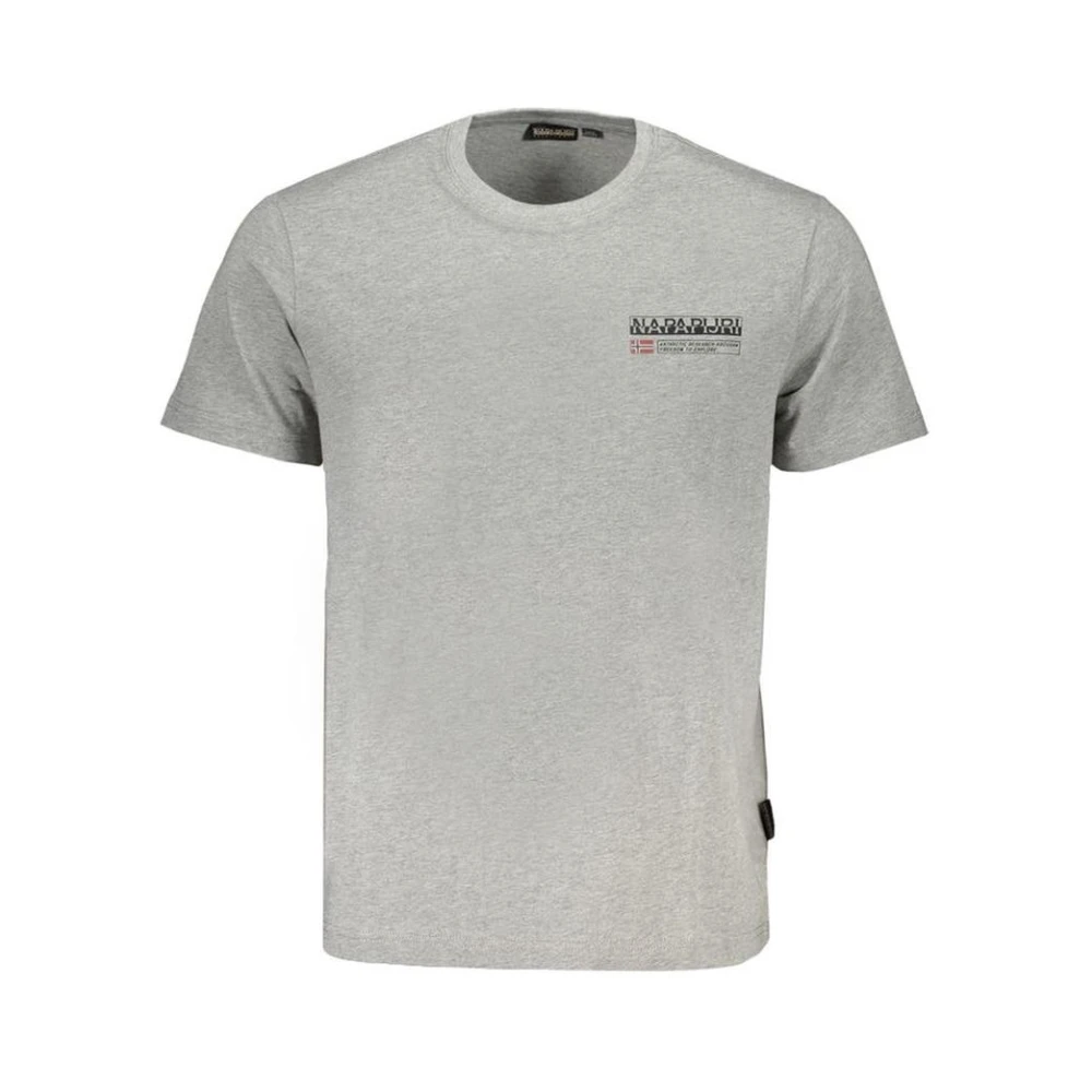 Napapijri Men's Gray Cotton Logo Tee Short Sleeve