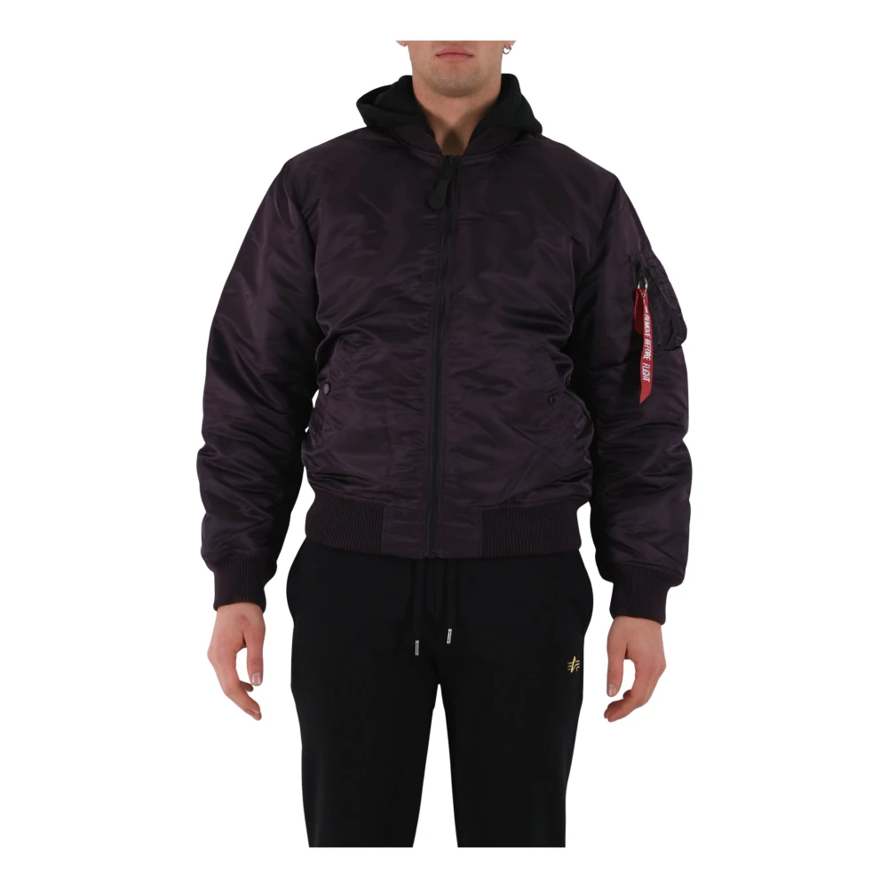 Alpha industries Nylon Bomberjack met Afneembare Capuchon Purple Heren