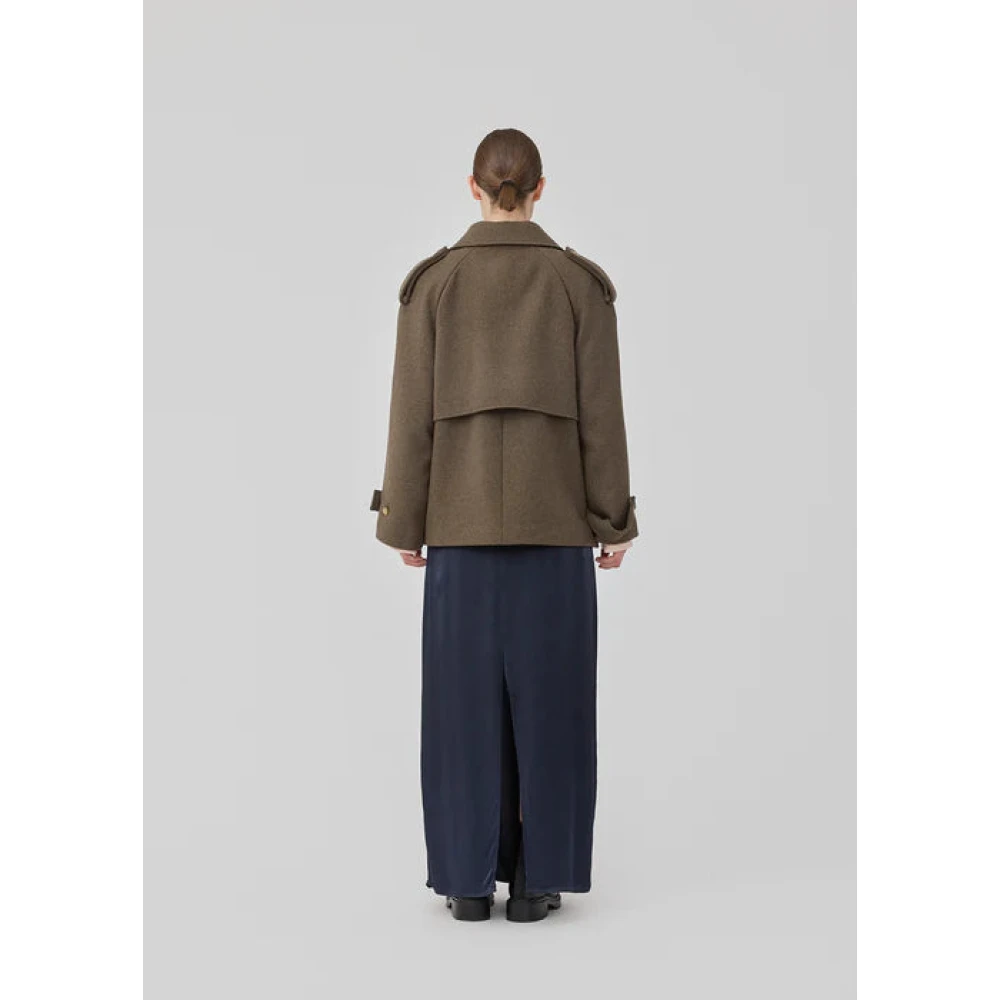 Modström Bruin wollen cropped double-breasted jas Brown Dames