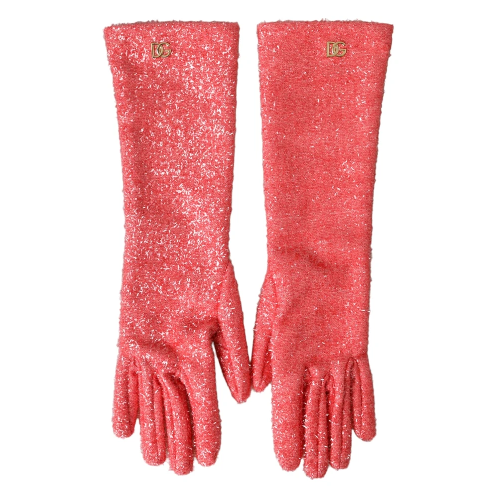 Dolce & Gabbana Roze Lurex Handschoenen Gemaakt in Italië Pink Dames