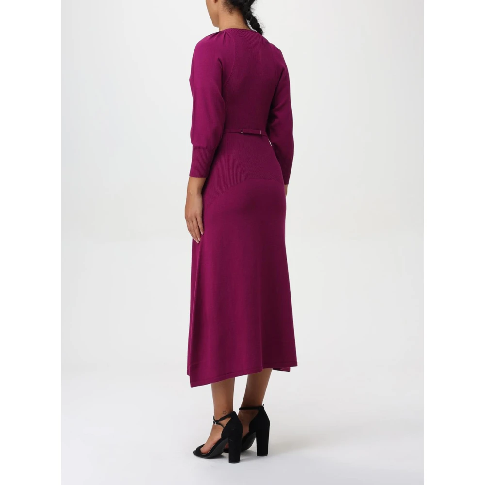 Twinset Geribbelde lange jurk in paars Purple Dames