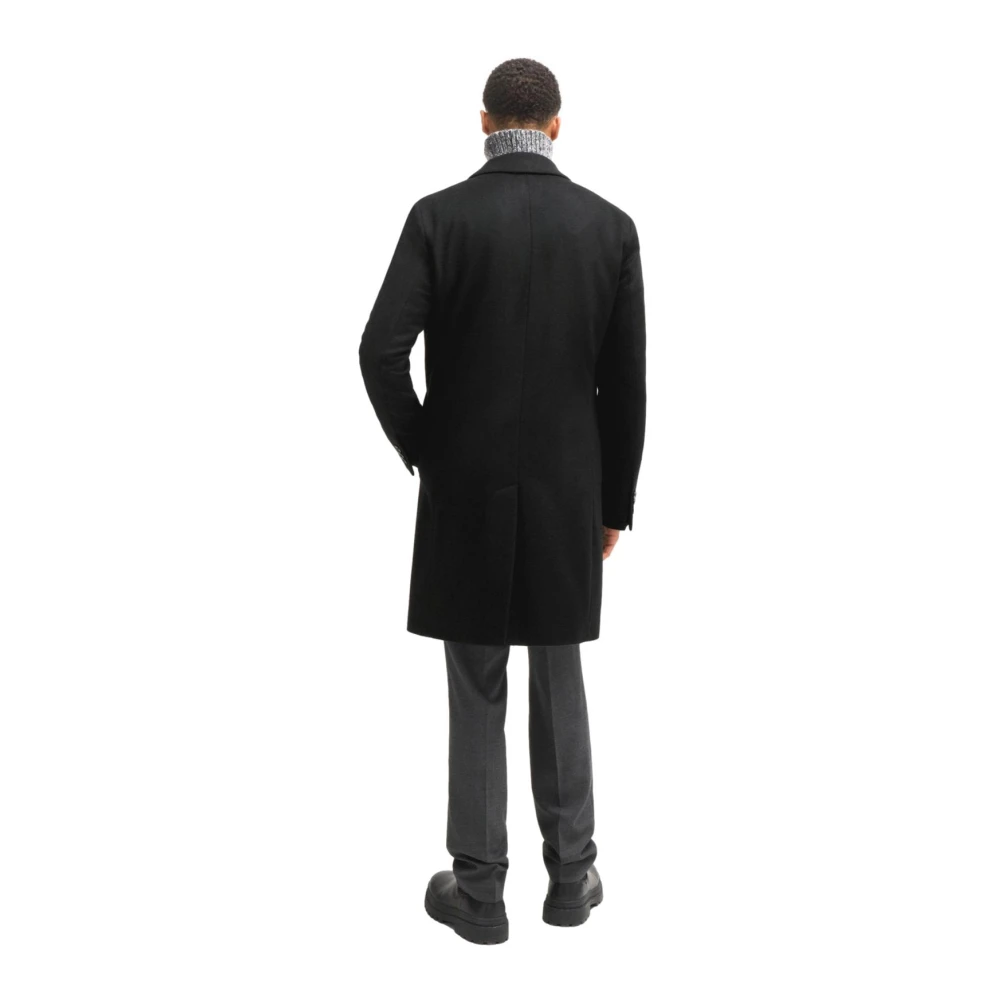 Hugo Boss Heren Wol Kasjmier Slim Fit Jas Black Heren