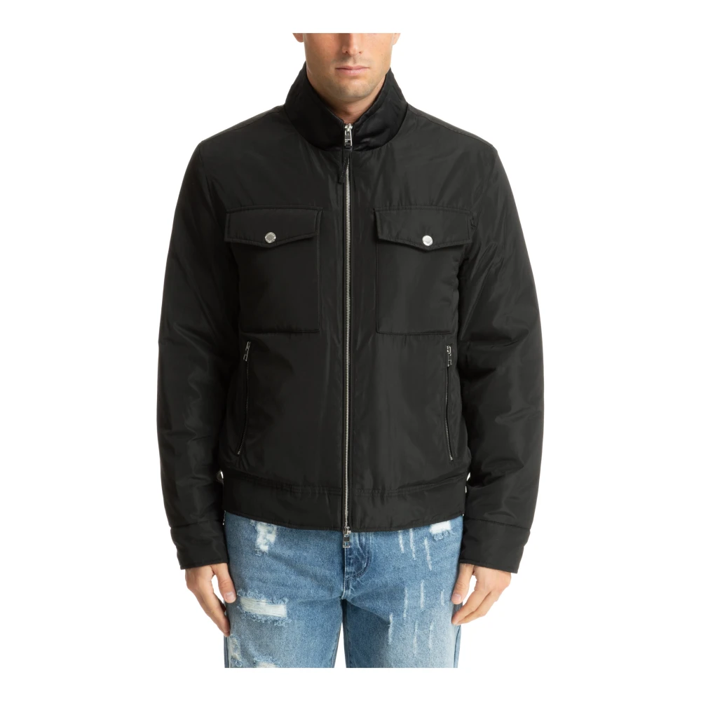 Michael Kors Plain Down Jacket met Logo Details Black Heren