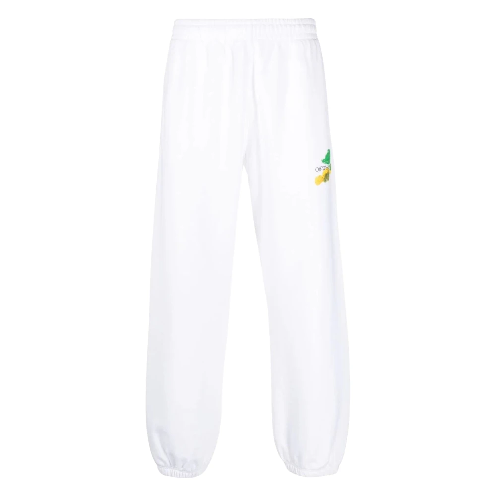 Off White Men's White Off Sweatpants, S, Brush Arrows Logo Joggers