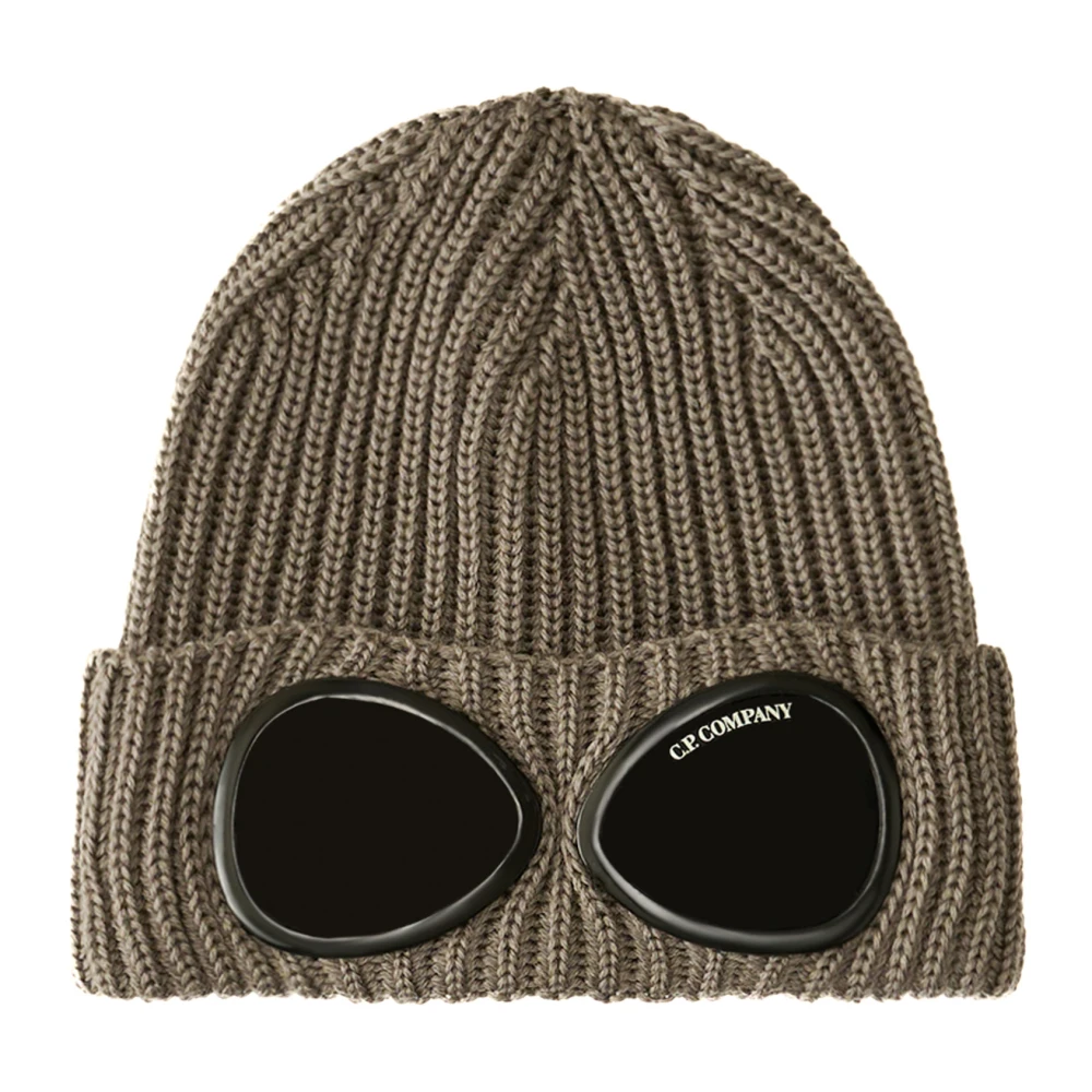 C.P. Company Geribbelde Gebreide Goggle Beanie Green Unisex
