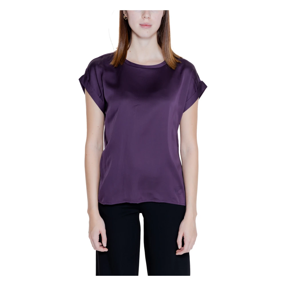 Vila Satin Top Dames T-Shirt Lente Zomer Purple Dames