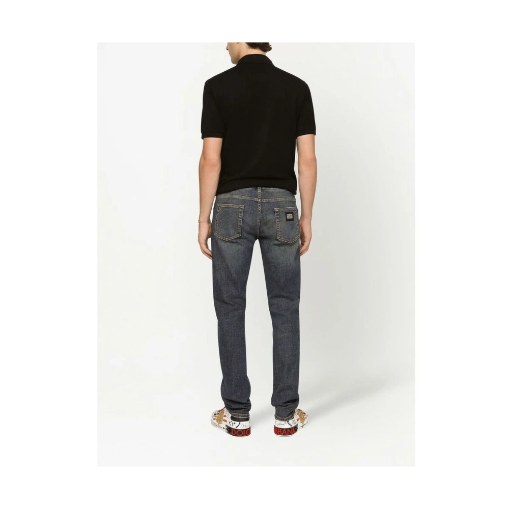 Dolce & Gabbana Staalblauwe Skinny Cut Denim Jeans Blue Heren