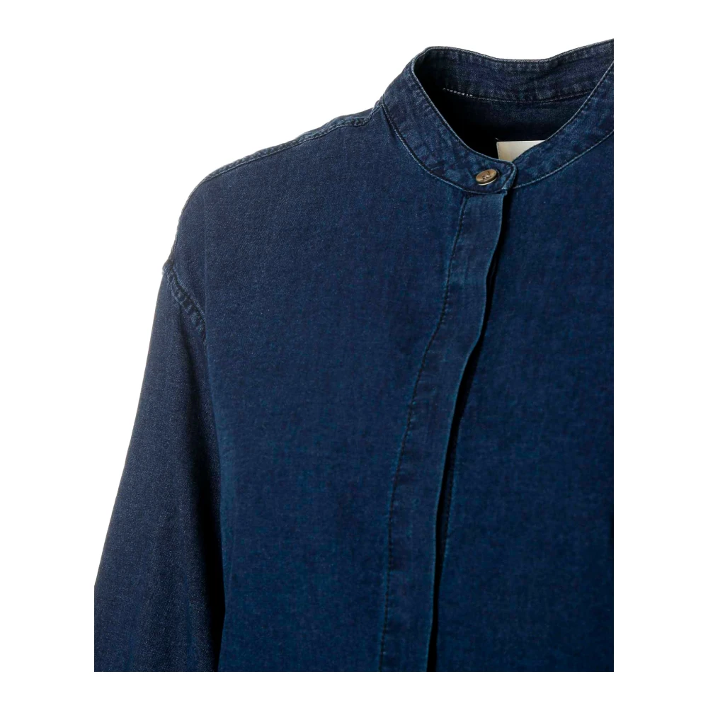 closed Blouse met relaxte pasvorm en omslagdetail Blue Dames