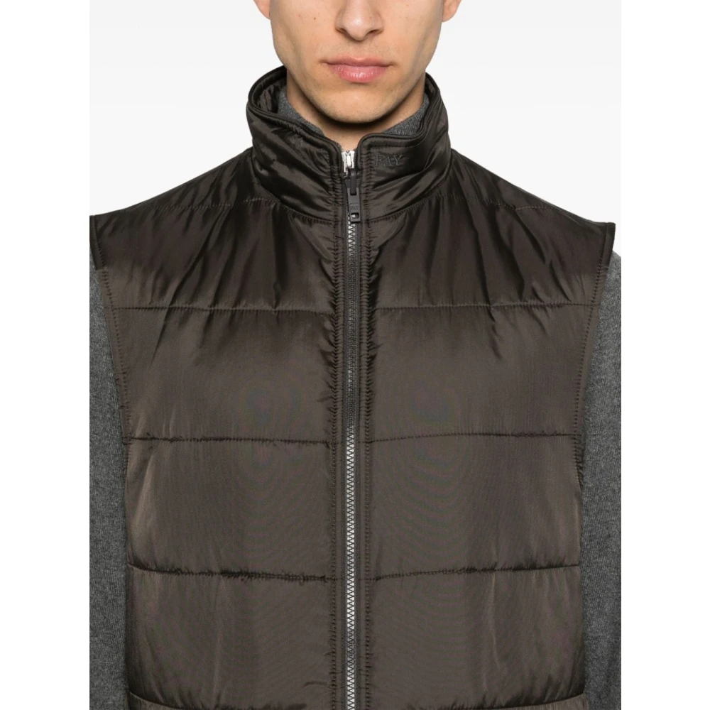 Fay Beige Tartan Wollen Jas met Afneembaar Gilet Beige Heren