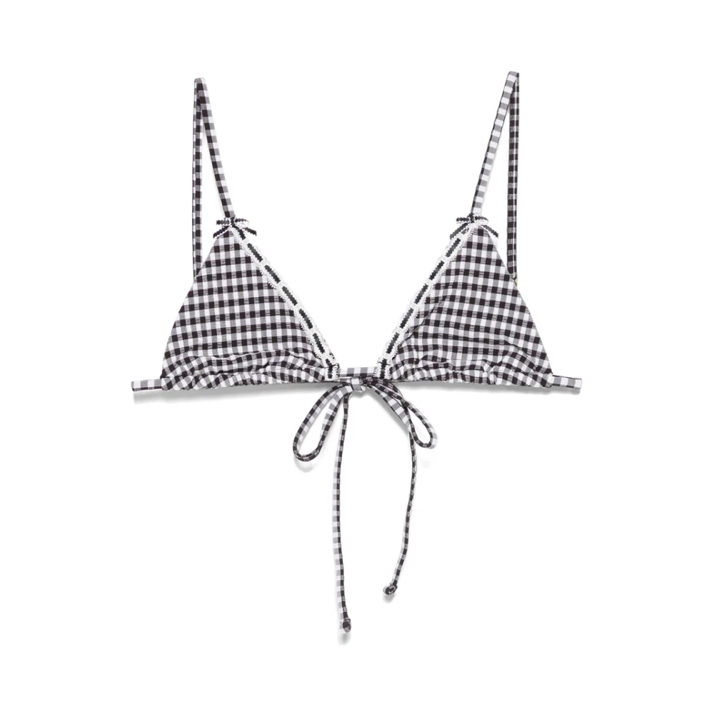 Frankies Bikinis Beachwear met Gingham Check Print en Strik Black Dames