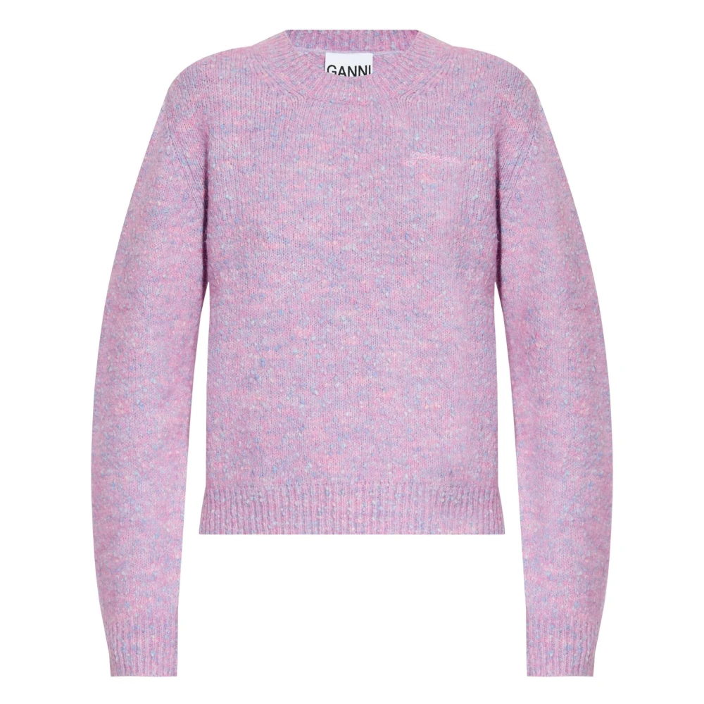 Ganni Women's Pink Brushed Alpaca O-Neck - Round-Neck Knitwear - L - Knitwear