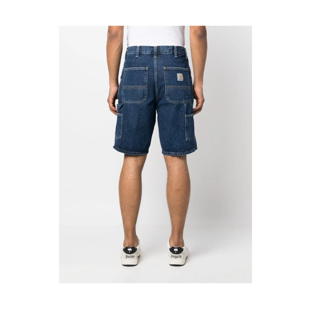Carhartt WIP Denim Logo Patch Above-Knee Shorts Blue Heren