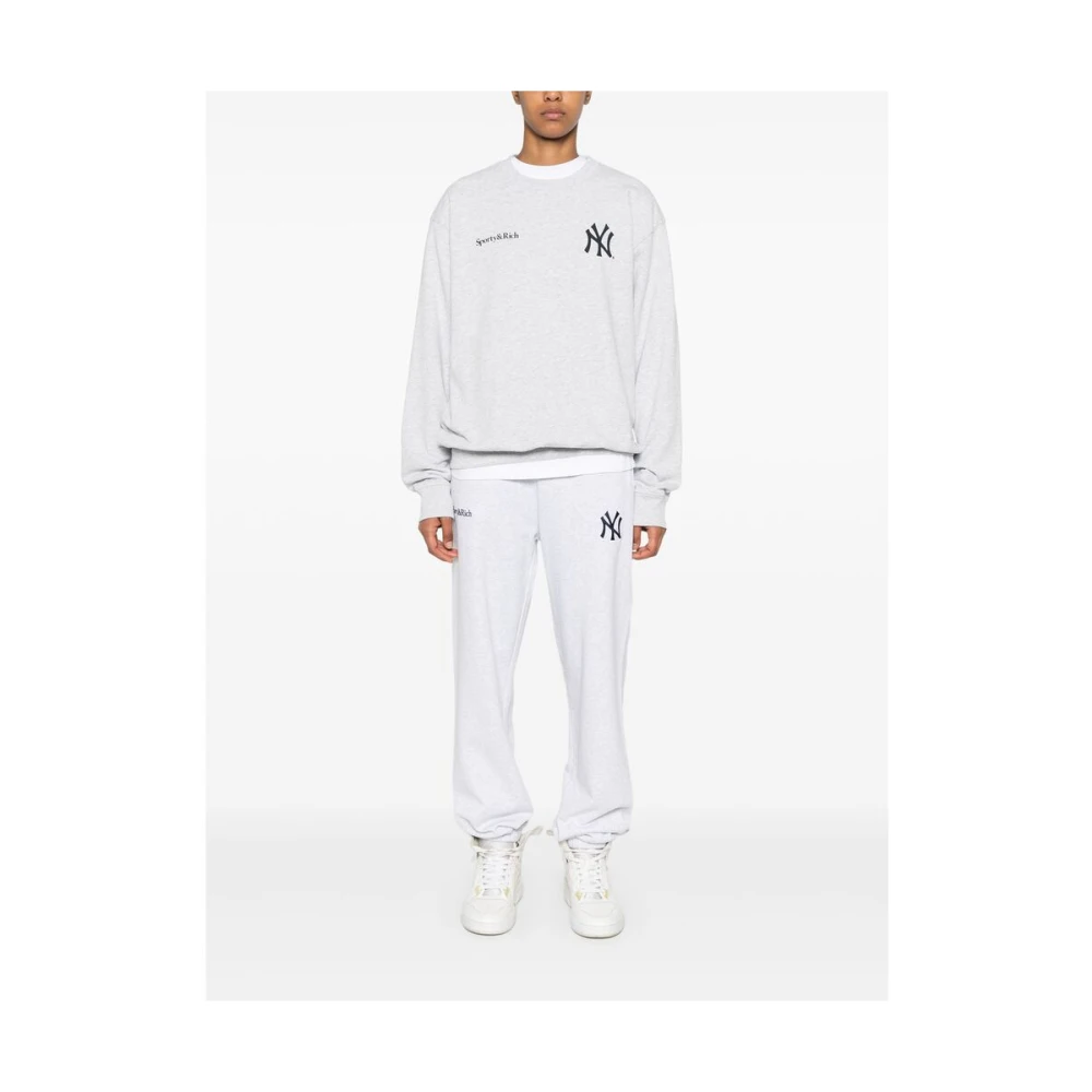 Sporty & Rich Heather Grey Crew Neck Sweater Gray Dames