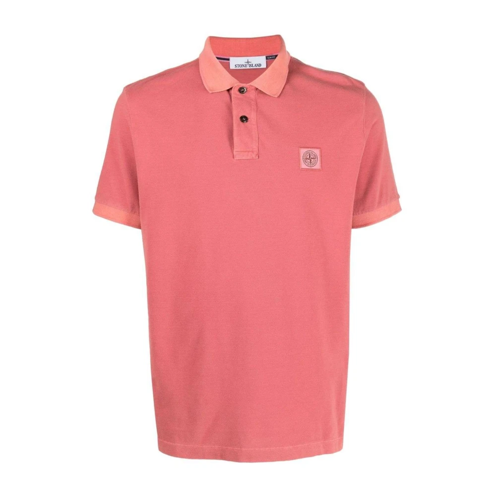 Stone Island Rood Logo Patch Polo Shirt Red Heren