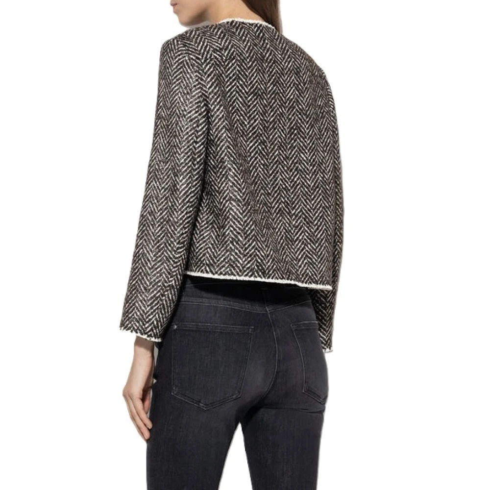 LUISA CERANO Moderne Visgraat Tweed Jas Gray Dames