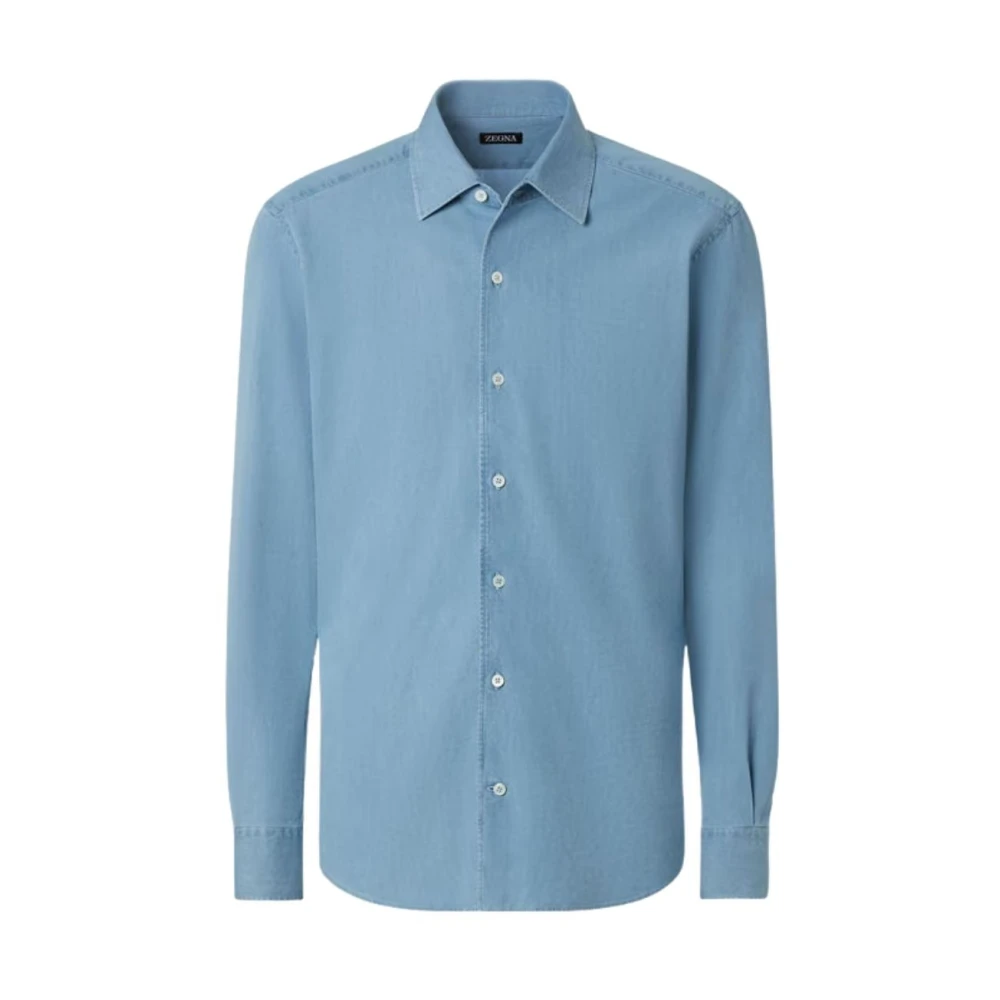 Zegna Men's Blue Casual Shirts, 2XL, Cotton Shirt