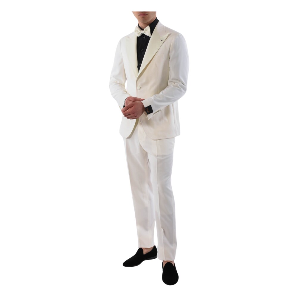 Tagliatore single-breasted virgin wool suit - White