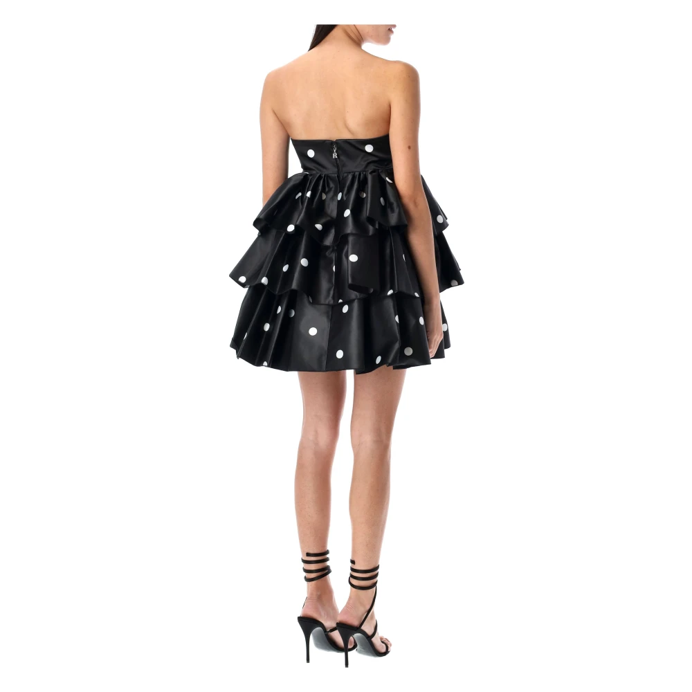 Rotate Birger Christensen Satijnen Mini Jurk met Ruffles Black Dames