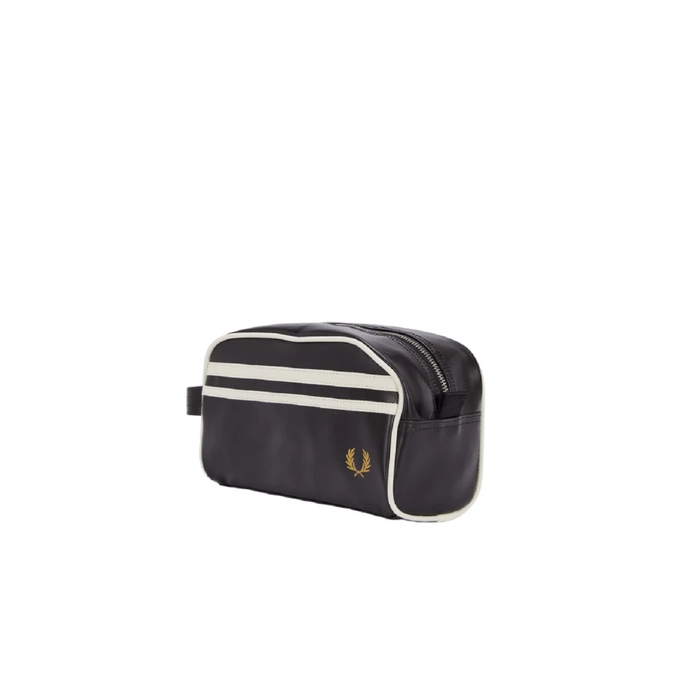 Fred Perry Zwarte Polyester Beauty Case met Mat Zwart Metalen Details Black Heren