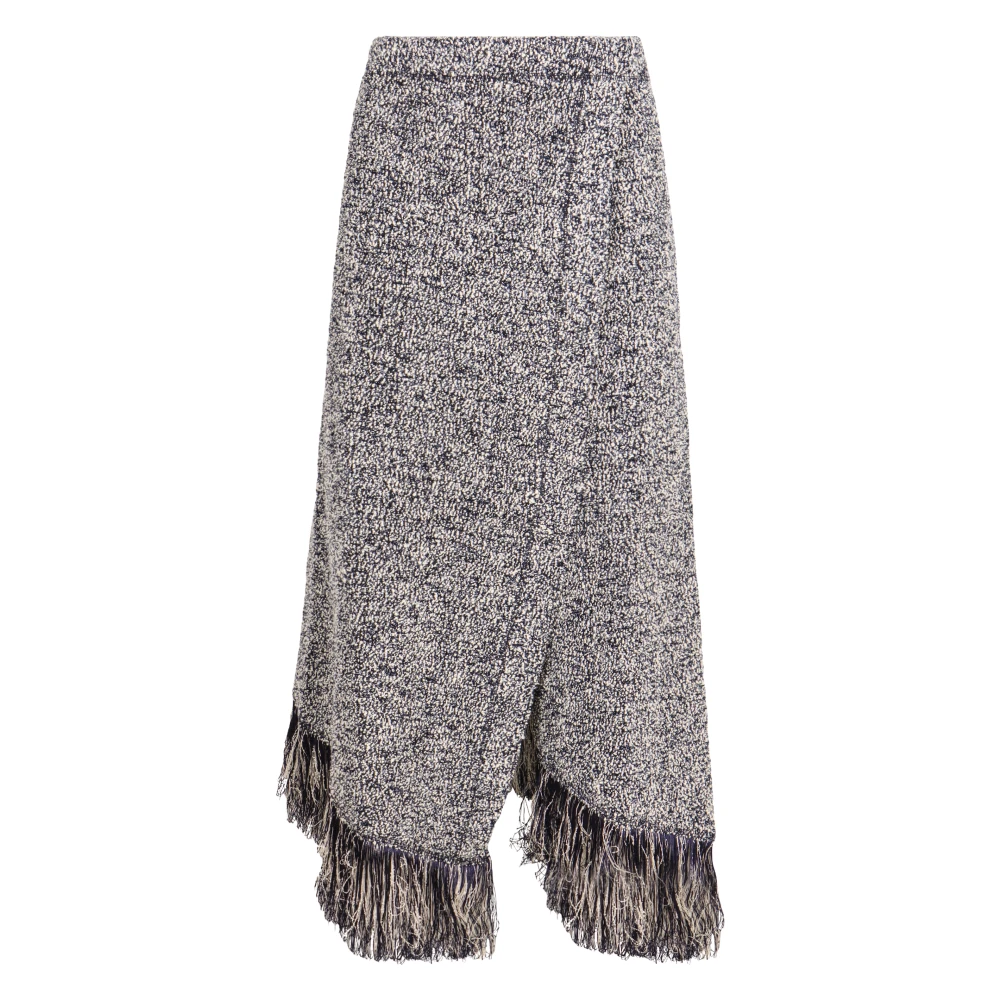 Rabanne Women's Blue Fringed Wrap Skirt With Cotton Blend