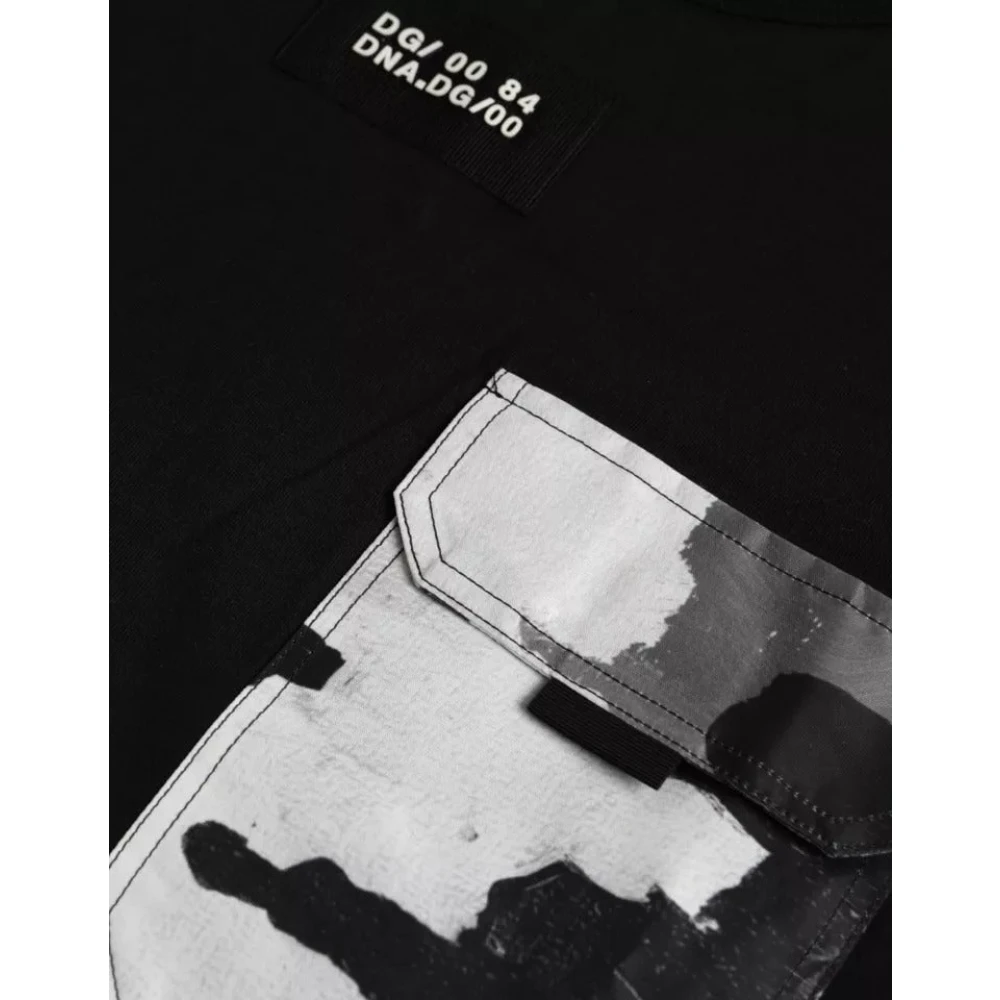 Dolce & Gabbana Zwart katoenen T-shirt met korte mouwen Black Heren