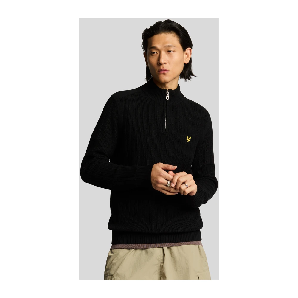Lyle & Scott Mid Knits Geribbelde Quarter Zip Trui Beige Heren