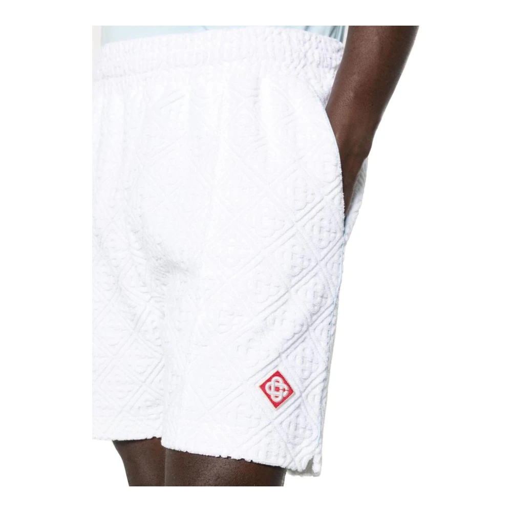 Casablanca Logo Jacquard Bermuda Shorts White Heren
