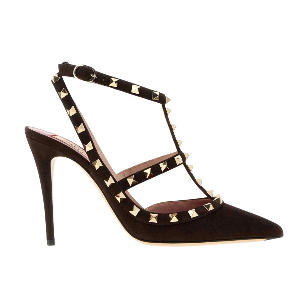 Valentino Garavani Kvinno Brun Skor Dam, 37 Eu, Mocka, Rockstud Mockasiner I Mocka