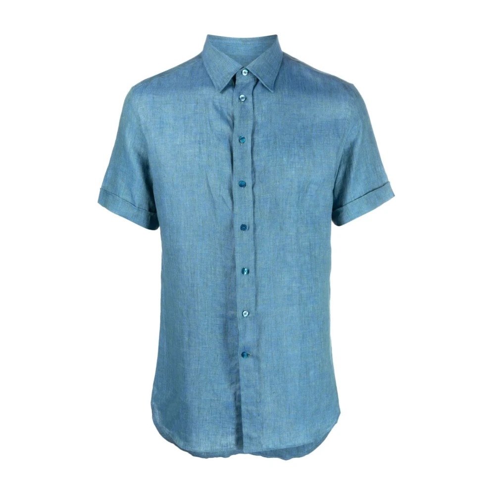 ETRO Short Sleeve Shirts Blue Heren
