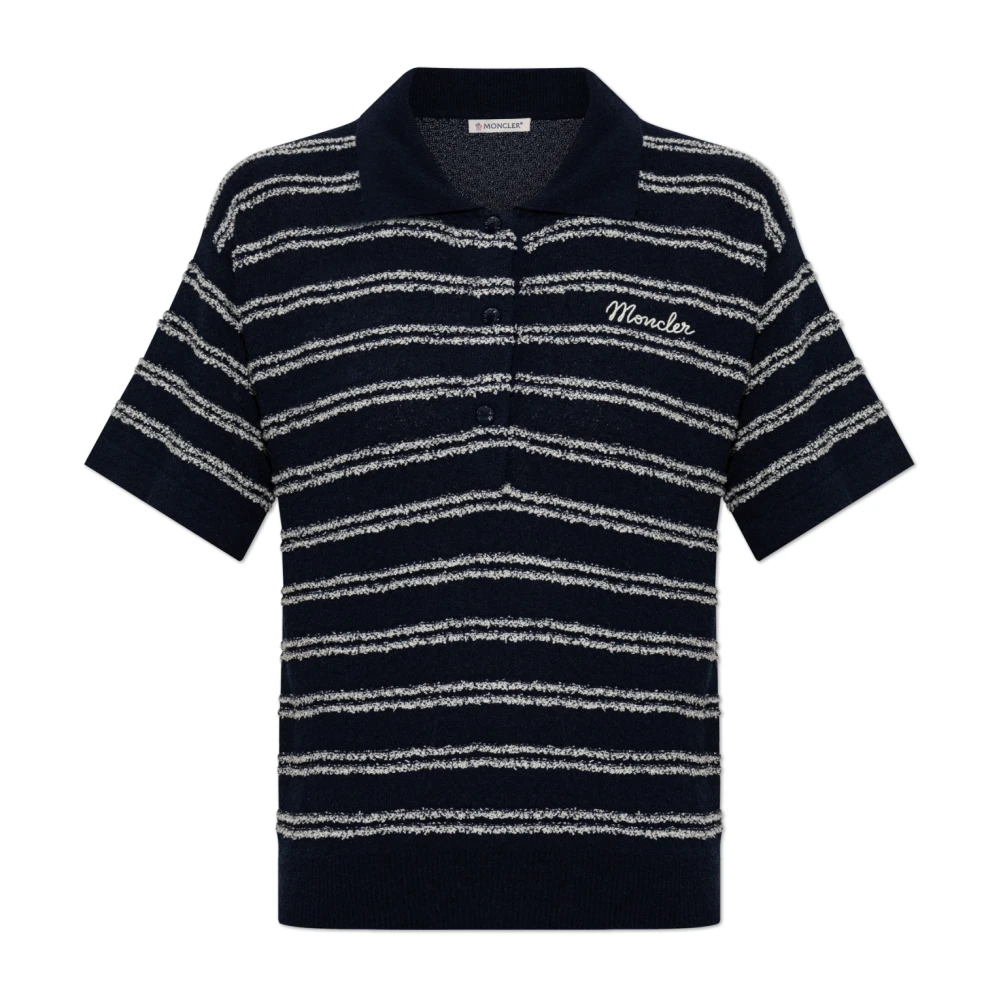 Moncler Damen Blau Poloshirt Mit Logo - Bild 3