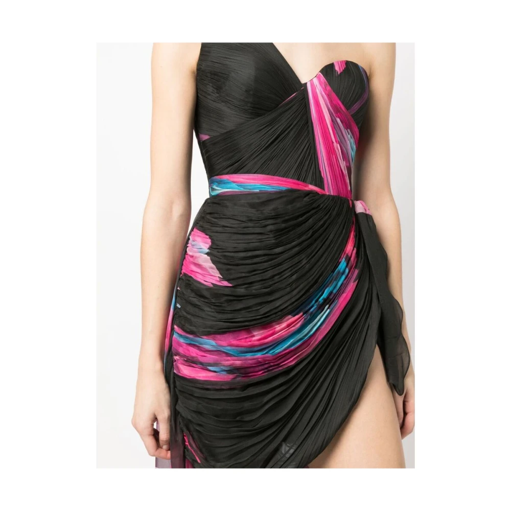 Iris Serban Luna One-Shoulder Zijden Jurk Black Dames