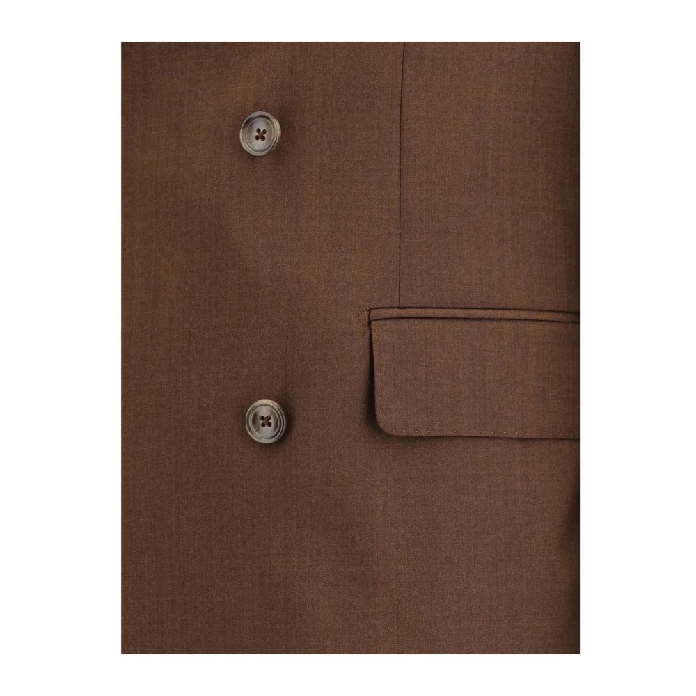 Tagliatore Double-breasted Vesuvio pak met peaked revers en welt zakken Brown Heren